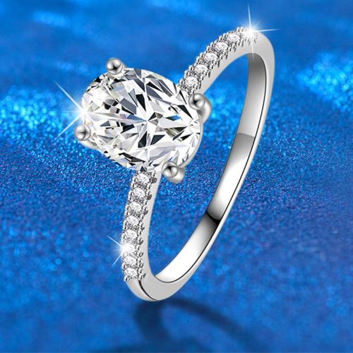 925 Sterling Silver Finger Ring with Moissanite Oval fashion jewelry & for woman US Ring Sold By PC