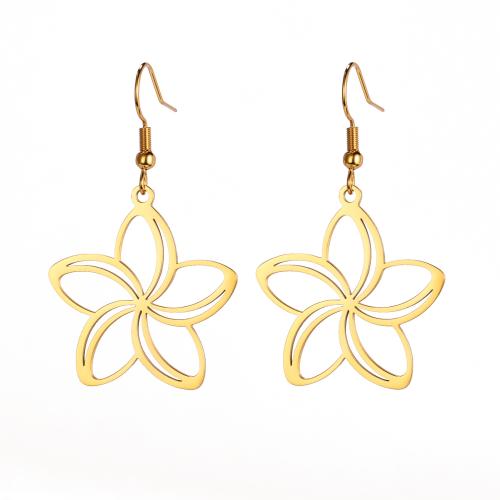 Stainless Steel Drop Earring 304 Stainless Steel Flower fashion jewelry & for woman & hollow 39mm Sold By Pair