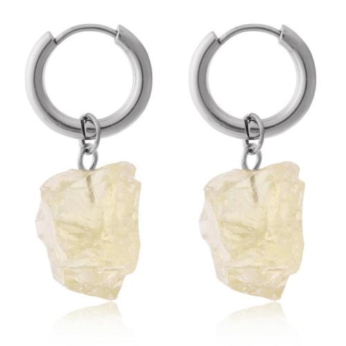 Pendiente Pendiente Huggie Hoop, Piedra natural, con acero inoxidable 304, Joyería & para mujer, más colores para la opción, Stone 10mm, Vendido por Par