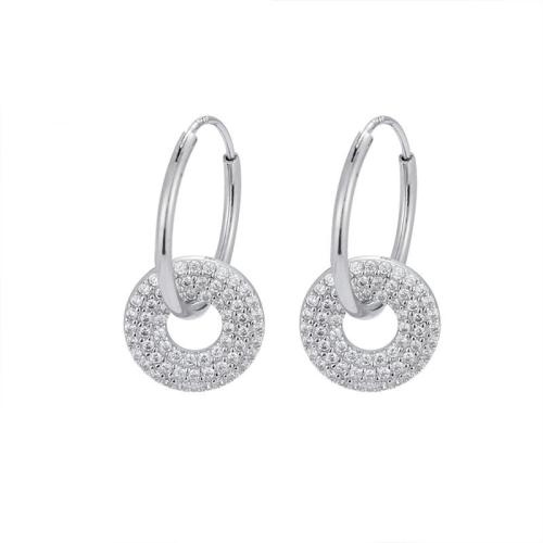 Cubic Zirconia Micro άνοιγαν Sterling Silver Σκουλαρίκι, 925 ασημένιο ασήμι, κοσμήματα μόδας & μικρο ανοίξει κυβικά ζιρκονία & για τη γυναίκα, 20.30mm, Sold Με Ζεύγος