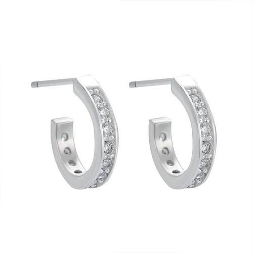 Kubinių Zirconia Mikro Pave sidabro auskarai, 925 sidabro, Bižuterijos & mikro nutiesti kubinių Zirconia & moters, 12.70mm, Pardavė Pora