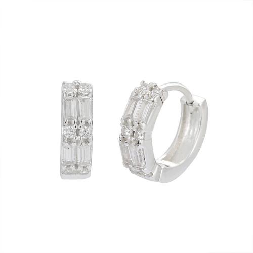 Cubic Zirconia Micro άνοιγαν Sterling Silver Σκουλαρίκι, 925 ασημένιο ασήμι, κοσμήματα μόδας & μικρο ανοίξει κυβικά ζιρκονία & για τη γυναίκα, 13mm, Sold Με Ζεύγος