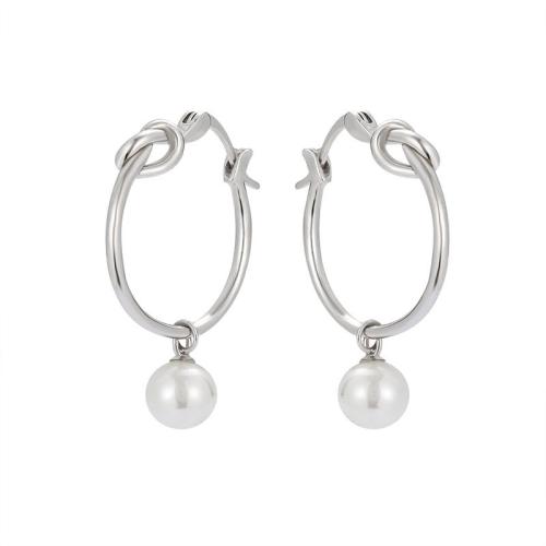 925 Sterling Silver Drop -øreringe, 925 Sterling Sølv, med Shell Pearl, mode smykker & for kvinde, 33.40mm, Solgt af par