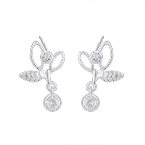 Cubic Zirconia micro pavimenta Sterling Silver Earring, 925 sterline d'argento, gioielli di moda & Micro spianare cubic zirconia & per la donna, 16.90mm, Venduto da coppia