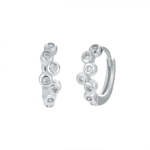 Cubic Zirkonia Micro Pave Sterling Silver Korvakorut, 925 Sterling hopea, muoti korut & Micro Pave kuutiometriä zirkonia & naiselle, 12.90mm, Myymät Pair