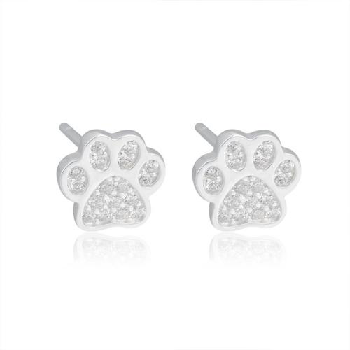 Cubic Zirconia micro pavimenta Sterling Silver Earring, 925 sterline d'argento, Artiglio, gioielli di moda & Micro spianare cubic zirconia & per la donna, 8mm, Venduto da coppia