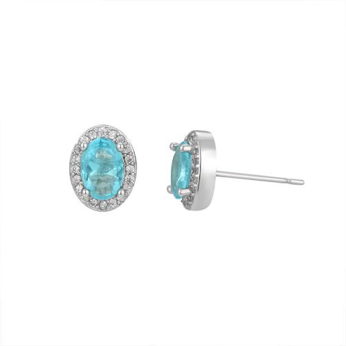 Cubic Zirconia micro pavimenta Sterling Silver Earring, 925 sterline d'argento, gioielli di moda & Micro spianare cubic zirconia & per la donna, 7.40x9.40mm, Venduto da coppia