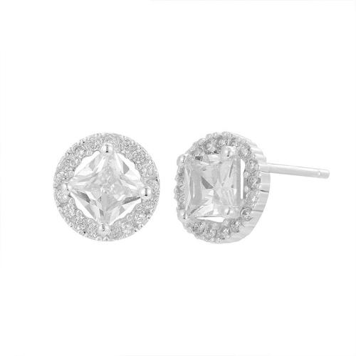 Cubic Zirconia Micro άνοιγαν Sterling Silver Σκουλαρίκι, 925 ασημένιο ασήμι, κοσμήματα μόδας & μικρο ανοίξει κυβικά ζιρκονία & για τη γυναίκα, 9mm, Sold Με Ζεύγος