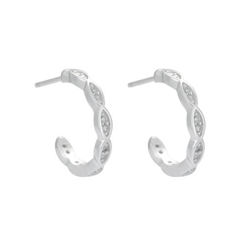 Kubinių Zirconia Mikro Pave sidabro auskarai, 925 sidabro, Bižuterijos & mikro nutiesti kubinių Zirconia & moters, 15mm, Pardavė Pora