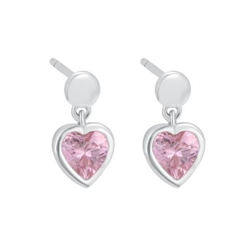 Cubic Zirconia micro pavimenta Sterling Silver Earring, 925 sterline d'argento, Cuore, gioielli di moda & Micro spianare cubic zirconia & per la donna, Venduto da coppia