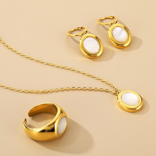 Sets de Joyas, anillo de dedo & pulsera & pendiente & collar, Partículas de acero, con Ojo de gato, chapado, diferentes estilos para la opción & para mujer, más colores para la opción, Vendido por UD