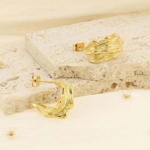 Titanium Staal Earring, gold plated, voor vrouw, 17x11mm, Verkocht door pair