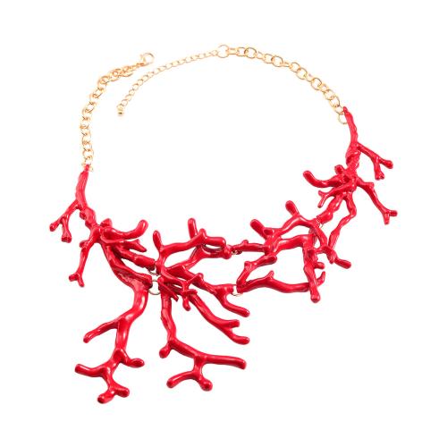 Zinc Alloy Jewelry Necklace with 3.46 Inch extender chain painted fashion jewelry & for woman red Length Approx 17.79 Inch Sold By PC