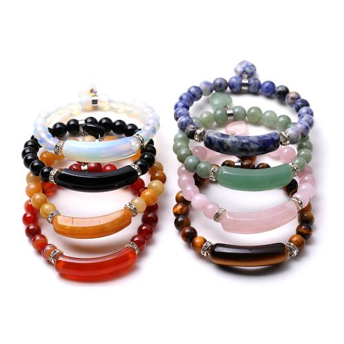 Gemstone Bracelets with Elastic Thread handmade fashion jewelry & Unisex Length Approx 18.5-19 cm Sold By PC