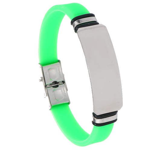 Braccialetti in silicone, with 304 acciaio inox, lucido, gioielli di moda & per l'uomo, nessuno, Lunghezza 8.26 pollice, Venduto da PC