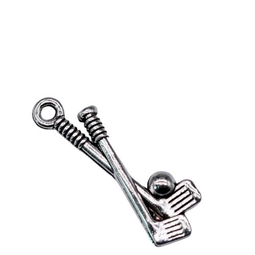 Zinc Alloy Tool Pendler, Golf Club, antik sølv farve forgyldt, du kan DIY, 23x8mm, Solgt af PC