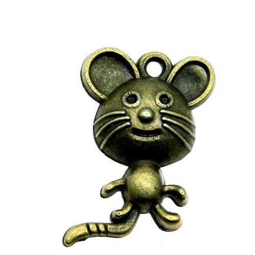 Zinc Alloy Animal Pendler, Mus, antik bronze farve forgyldt, du kan DIY, 21x13mm, Solgt af PC