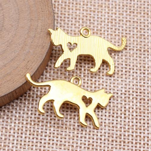 Zinc Alloy Animal Pendler, Cat, forgyldt, du kan DIY, flere farver til valg, 17x13mm, Solgt af PC