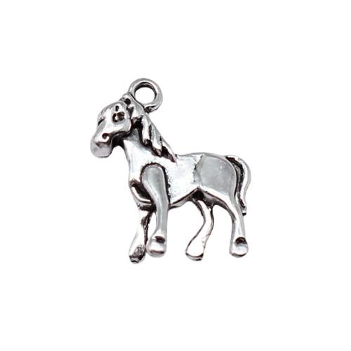 Zinklegering Animal Hangers, Zinc Alloy, Paard, antiek zilver plated, DIY, 17x15mm, Verkocht door PC