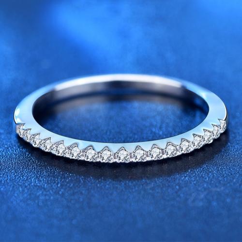 925 Sterling Silver Finger Ring with Moissanite platinum plated & for woman US Ring Sold By PC