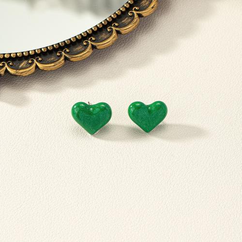 Brass Stud Earring Heart fashion jewelry & for woman Sold By Pair