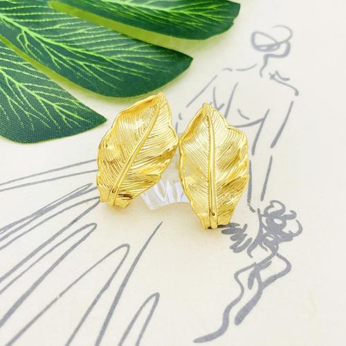 Pendientes de Perno en Latón, metal, Hoja, 18K chapado en oro, Joyería & para mujer, dorado, 25mm, Vendido por Par