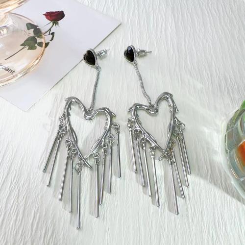 Fashion Fringe Oorbellen, Zinc Alloy, mode sieraden & voor vrouw & hol, zilver, Verkocht door pair