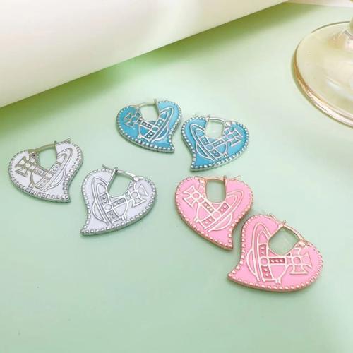 Brass Leverback Earring Heart fashion jewelry & for woman & enamel 23mm Sold By Pair