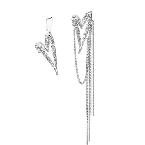 Orecchini asimmetrici, lega in zinco, gioielli di moda & per la donna, argento, long 3.5cm/14.2cm, Venduto da coppia