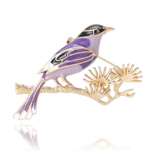 Zinc Alloy Brocher, Bird, guldfarve belagt, for kvinde & emalje, flere farver til valg, nikkel, bly & cadmium fri, 33x48mm, Solgt af PC