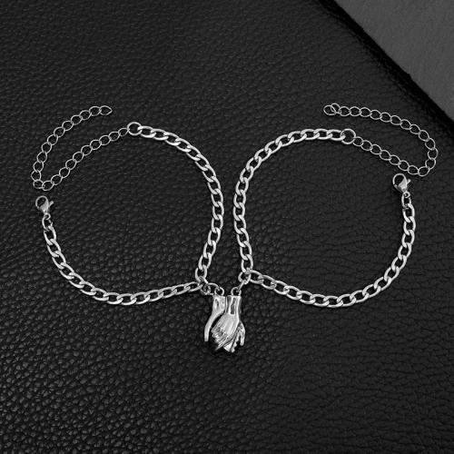 Pora Apyrankė ir bangle, Titano plienas, su Magnetas, sidabro spalva padengtas, unisex & įvairių stilių pasirinkimas, daugiau spalvų pasirinkimas, Men  chain length 18CM, women chain length 16CM, Pardavė PC