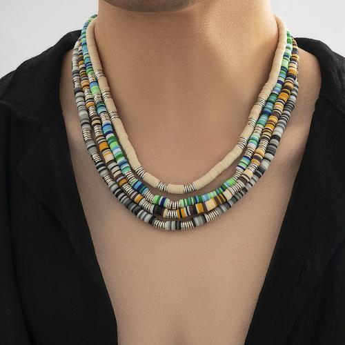 Collier de bijoux en alliage de zinc, argile de polymère, avec alliage de zinc, avec 7cm chaînes de rallonge, bijoux de mode, plus de couleurs à choisir, Longueur 45 cm, Vendu par PC