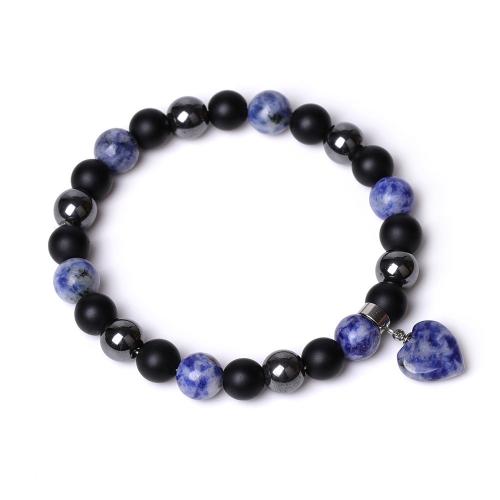 Pulseiras de pedras preciosas, Abrazine Stone, with Black+Magnetic+Stone Preto +Magnetic + Stone & fio elástico & misto de pedras semi-preciosas, feito à mão, joias de moda & materiais diferentes para a escolha & unissex, comprimento 18.5 cm, vendido por PC