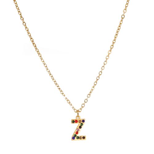 Collier d'acier titane, avec Acier inoxydable 304, avec 5cm chaînes de rallonge, Lettre d’alphabet, bijoux de mode & unisexe, Or, Longueur 45 cm, Vendu par PC