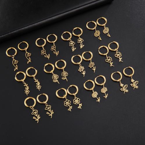 Stainless Steel Lever Terug Earring, 304 roestvrij staal, Bloem, plated, mode sieraden & verschillende stijlen voor de keuze & voor vrouw, meer kleuren voor de keuze, Verkocht door pair