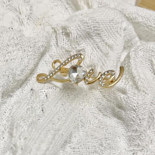 Rhinestone Broche, Zinc Alloy, forgyldt, for kvinde & med rhinestone, flere farver til valg, Solgt af PC