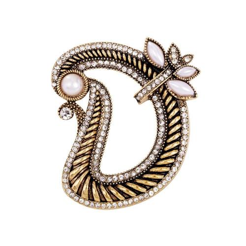 Zinc Alloy Brooches with Plastic Pearl plated for woman & with rhinestone golden Sold By PC