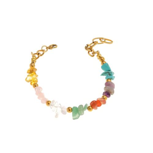 Pulsera de Acero Inoxidable, acero inoxidable 304, con Piedras preciosas, para mujer, multicolor, Vendido por UD