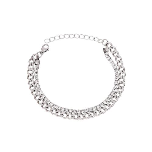 Stainless Steel Jewelry Bracelet 304 Stainless Steel for woman & with rhinestone Sold By PC