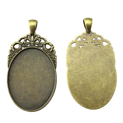 Zinc Alloy vedhæng Cabochon Setting, forgyldt, du kan DIY, flere farver til valg, 30x40mm, Solgt af PC