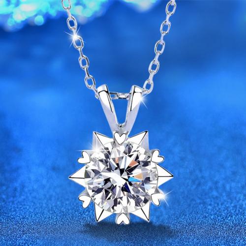 925 sterling zilver Halsketting, met Moissanite, met 2inch extender keten, Hexagram, geplatineerd, verschillende grootte voor keus & voor vrouw, Lengte Ca 15.7 inch, Verkocht door PC