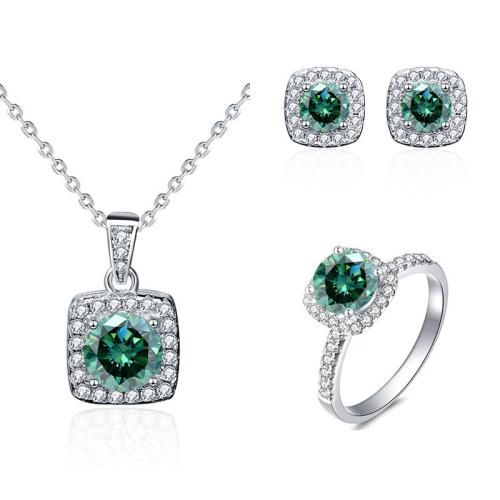 Argent sterling 925 parure de bijoux, avec Moissanite, cadre, styles différents pour le choix & pour femme, Taille:5-9, Vendu par PC