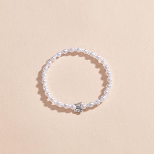 Sinc Alloy Anklet, le Pearl Plaisteacha, Féileacán, jewelry faisin & do bhean, Díolta De réir PC