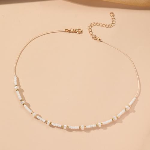 Seed verre collier de perles, Seedbead, avec corde de cire & perle de plastique, avec 7cm chaînes de rallonge, bijoux de mode & pour femme, Longueur Environ 39 cm, Vendu par PC