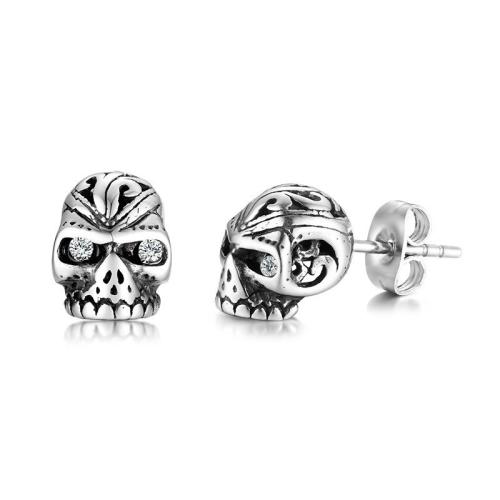 Øremærkning af zinklegeret stud, Zinc Alloy, Skull, mode smykker & for mennesket, Solgt af par