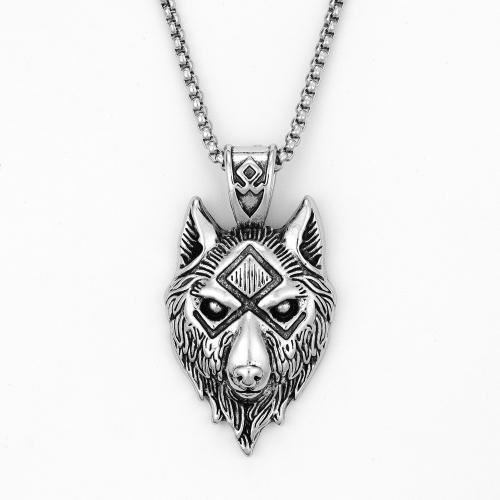 Zinklegering halskettingen, Zinc Alloy, Wolf, mode sieraden & uniseks, Lengte Ca 60 cm, Verkocht door PC