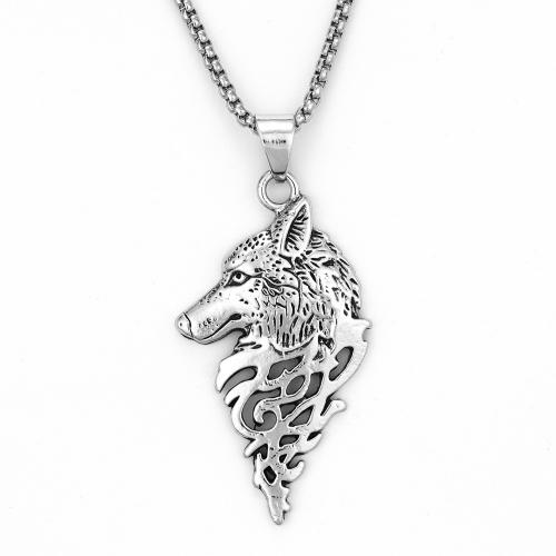 Zink alloy sweater halskettingen, Zinc Alloy, met ijzeren ketting, Wolf, mode sieraden & uniseks, Lengte Ca 60 cm, Verkocht door PC