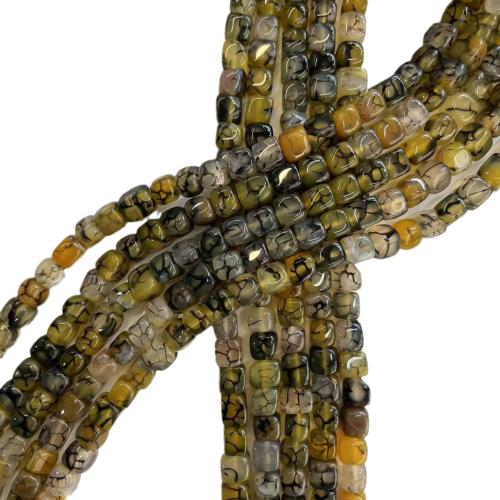 Natural Dragon Veins Agate Beads Cube DIY mixed colors mm Sold By Strand