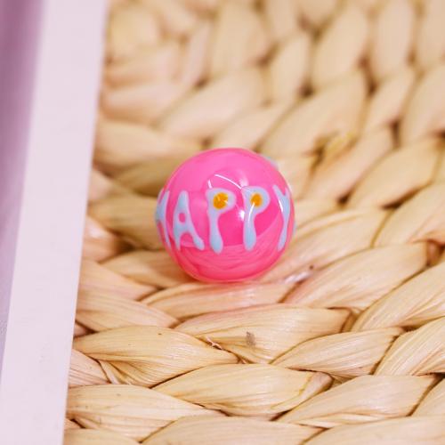 Acrylic Jewelry Beads Round hand drawing DIY & enamel Approx 2mm Sold By Bag