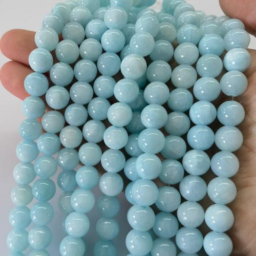 Perles en jade, Jade brun pâle, Rond, DIY & normes différentes pour le choix, bleu acide, Vendu par brin